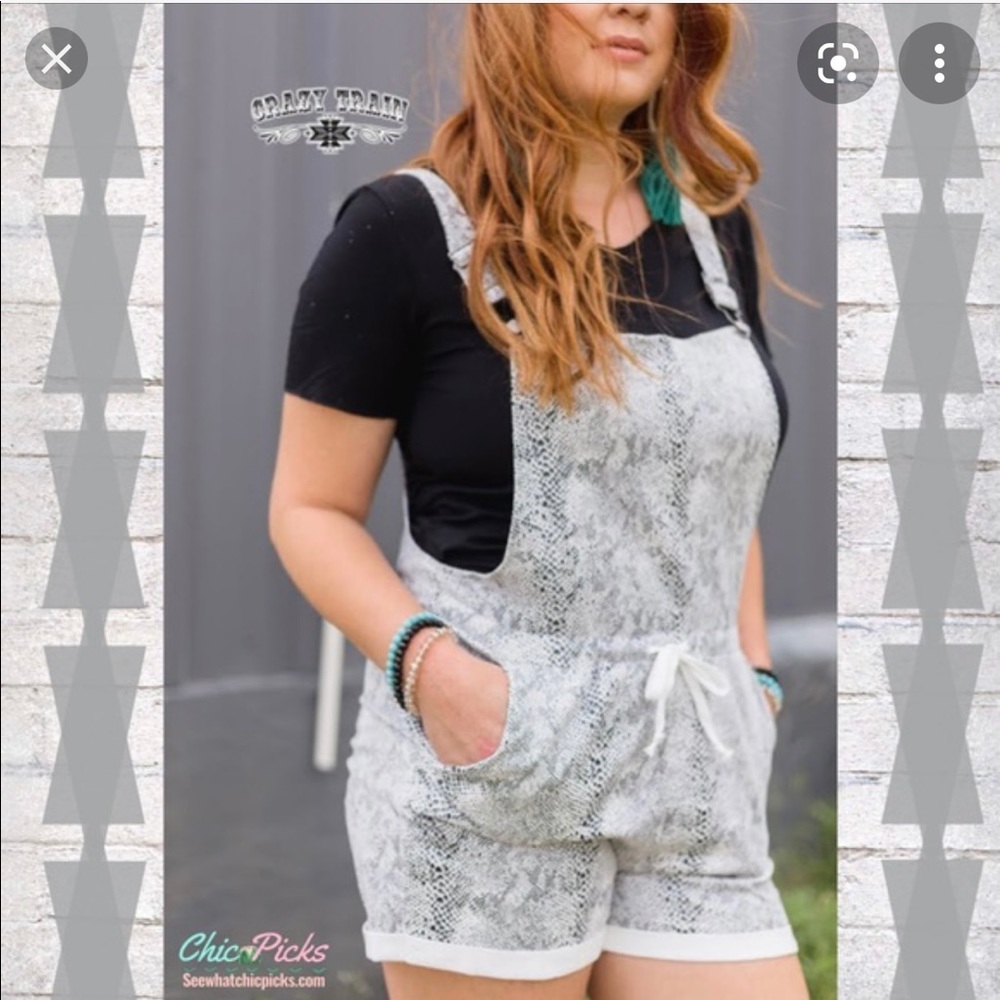 Crazy train snake print overalls